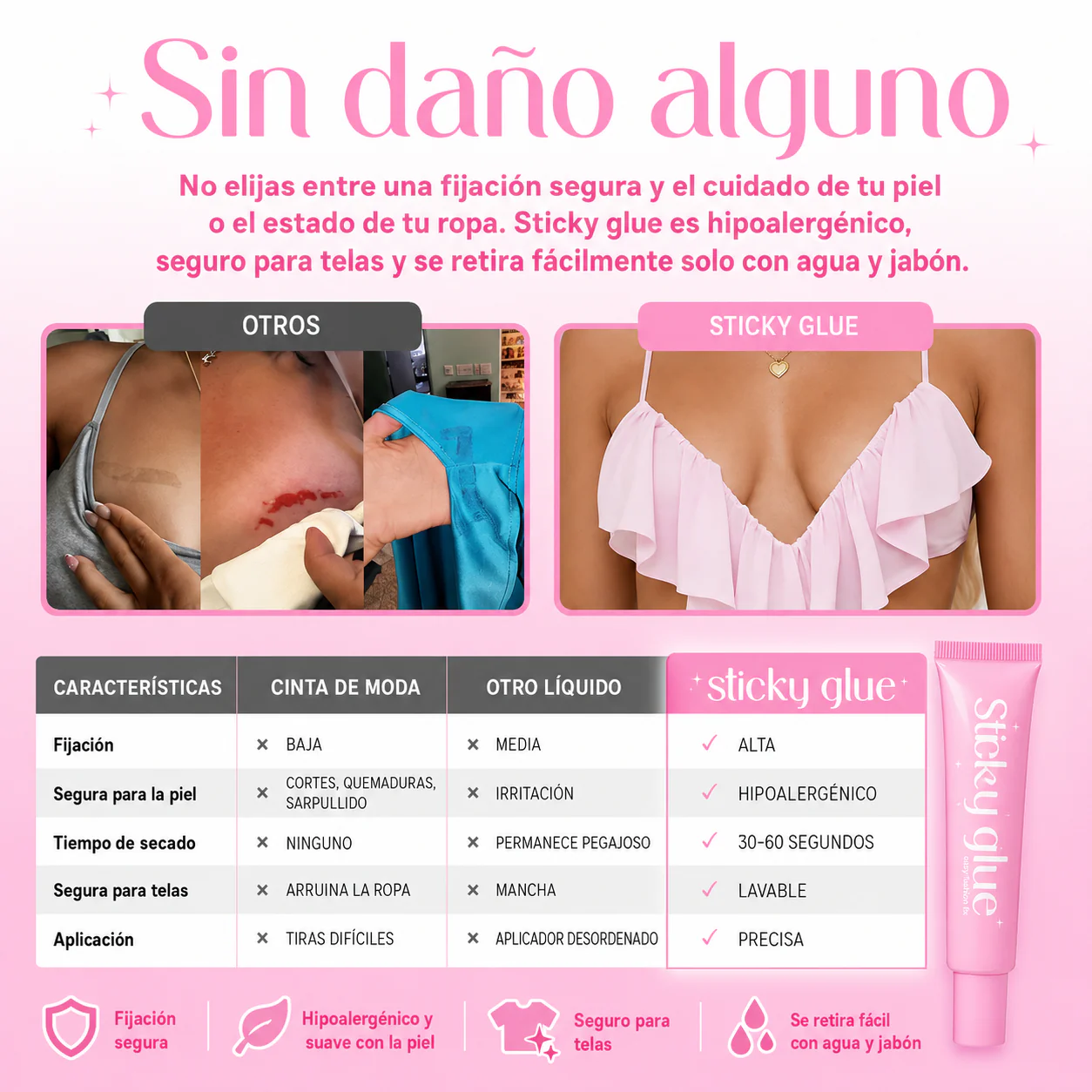Sticky Glue® | Adhesivo Líquido para Ropa que Mantiene Todo en su Lugar.