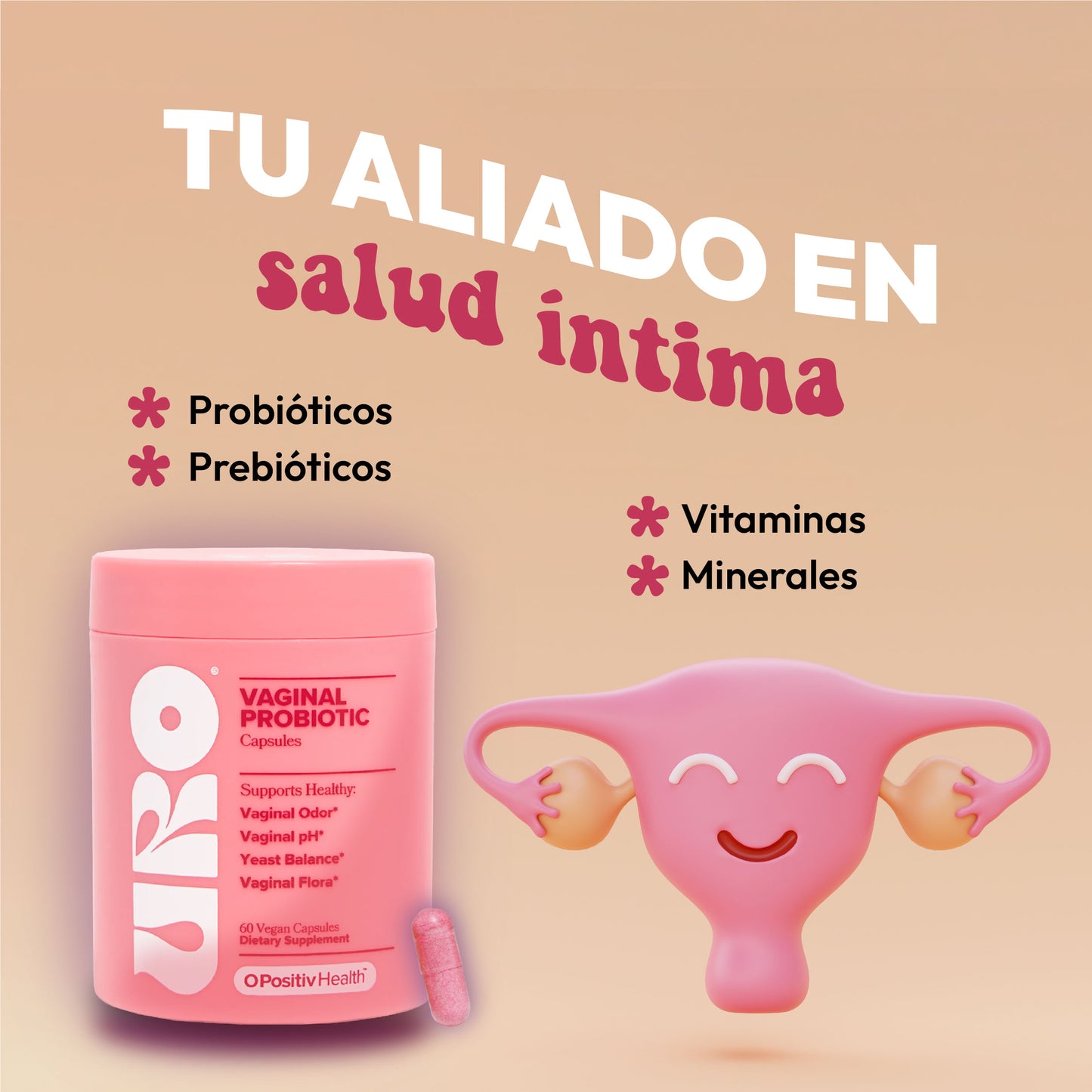URO® Vaginal Probiotic - Suplemento diseñado para la salud íntima femenina.