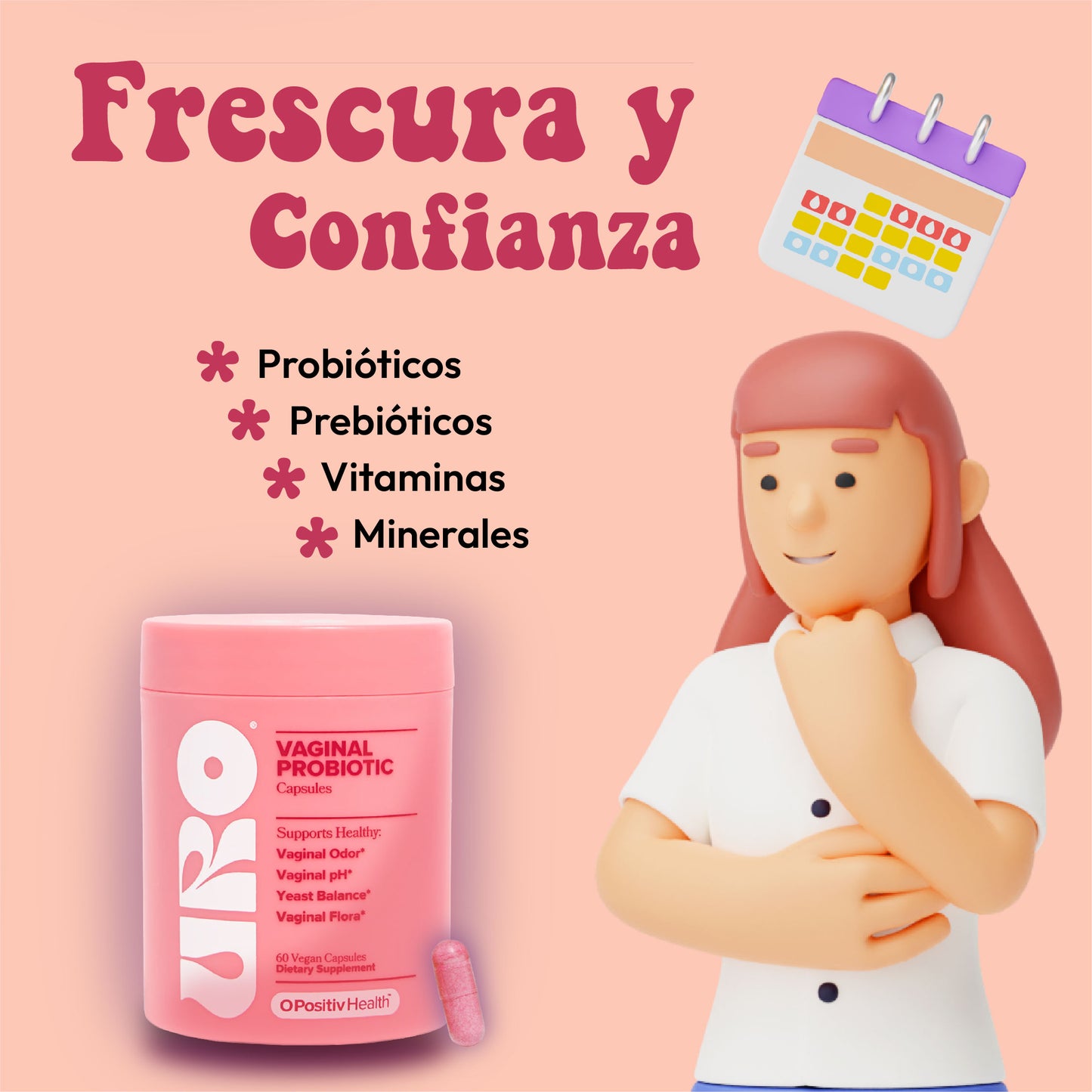 URO® Vaginal Probiotic - Suplemento diseñado para la salud íntima femenina.