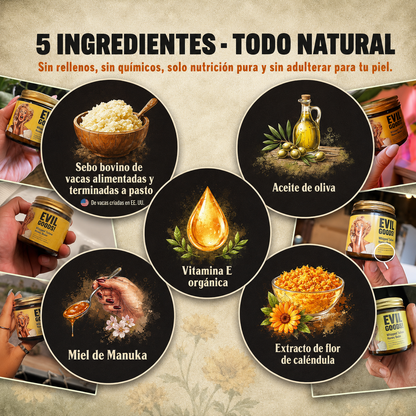 Evil Goods™ - Crema Nutritiva Hidratante con Tallow de Res, Piel Seca y Sensible