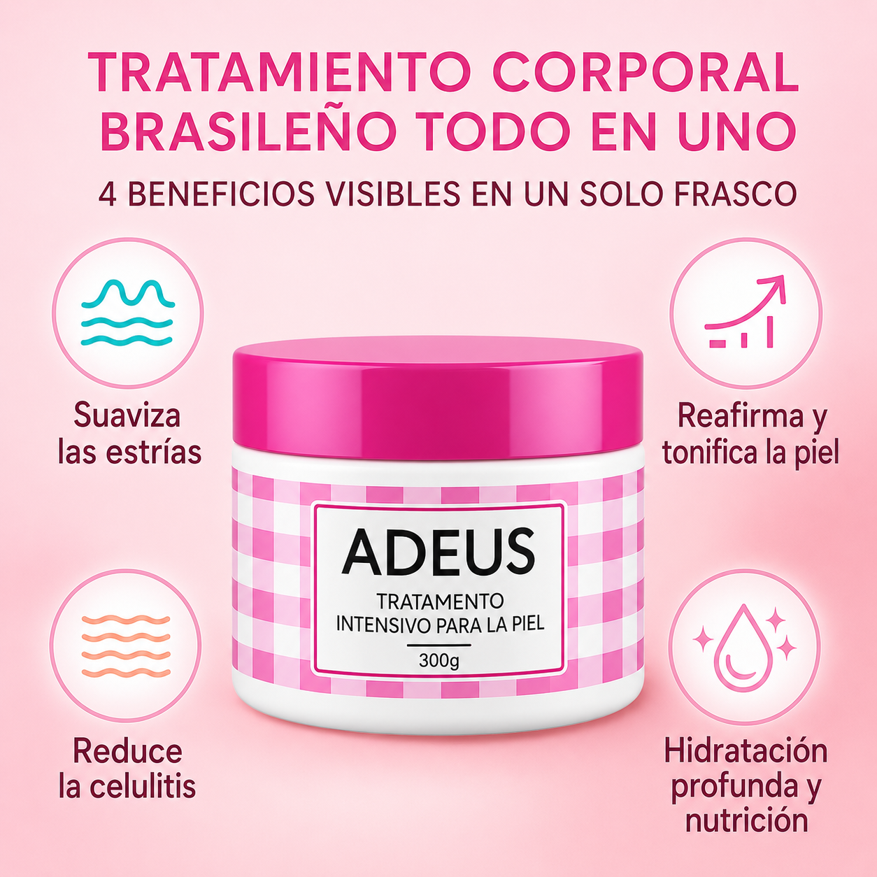 ADEUS Crema Brasileña™ - Para Piel Seca, Estrías, Celulitis visual y falta de Firmeza.