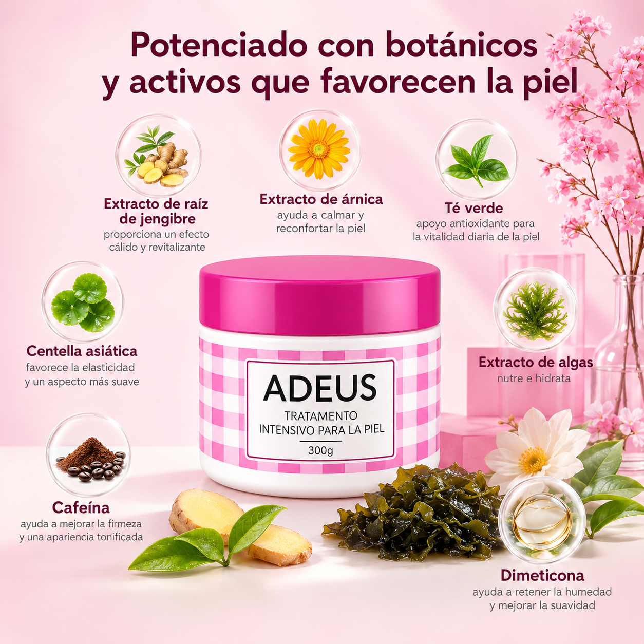 ADEUS Crema Brasileña Para Piel Seca Estrías Celulitis visual y falta de Firmeza