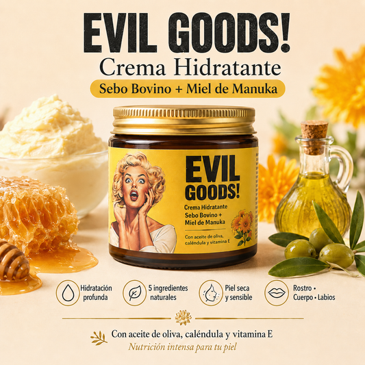 Evil Goods™ - Crema Nutritiva Hidratante con Tallow de Res, Piel Seca y Sensible