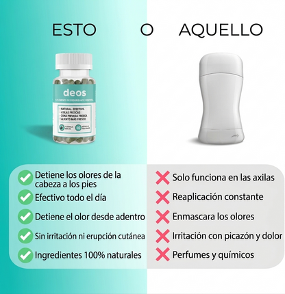 DEOS® cápsulas de clorofila: apoya la salud intestinal, mejora la digestión y ayuda a controlar olores de forma natural. 30 cápsulas