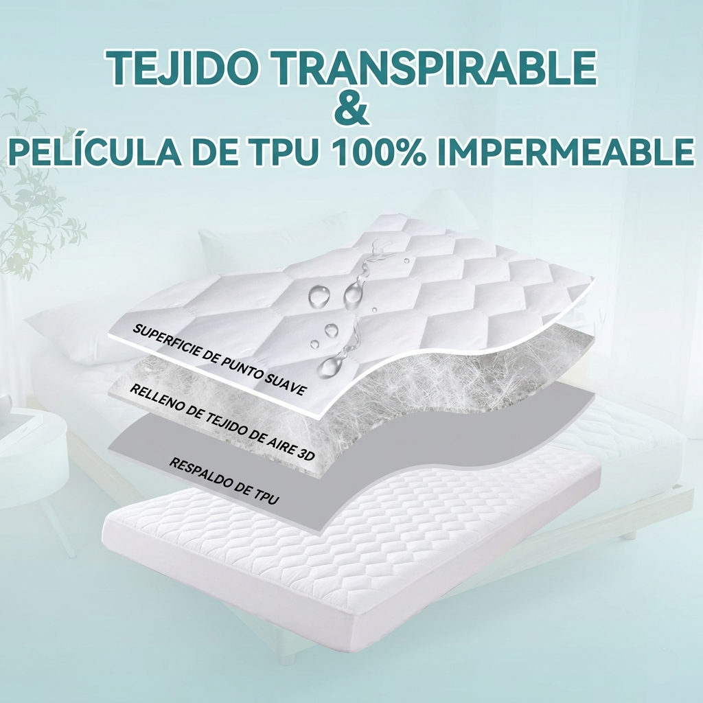 Protector de Colchón Antifluidos Premium Yaque's® + 2 Fundas de Almohadas Gratis