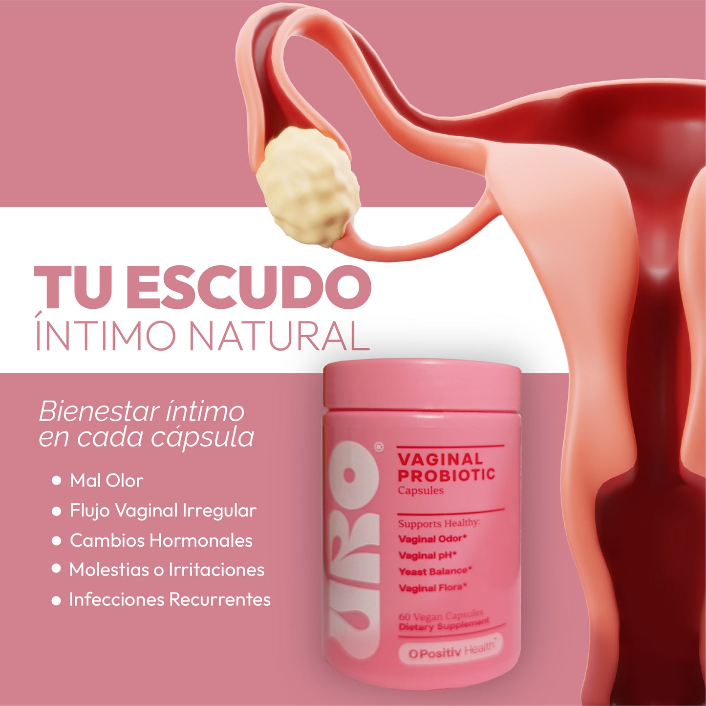 URO® Vaginal Probiotic - Suplemento diseñado para la salud íntima femenina.