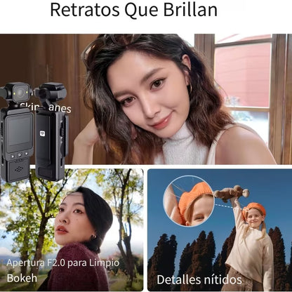JDI® Cámara deportiva inteligente - Estabilización de 3 ejes, enfoque rápido, seguimiento de cara/objetos.