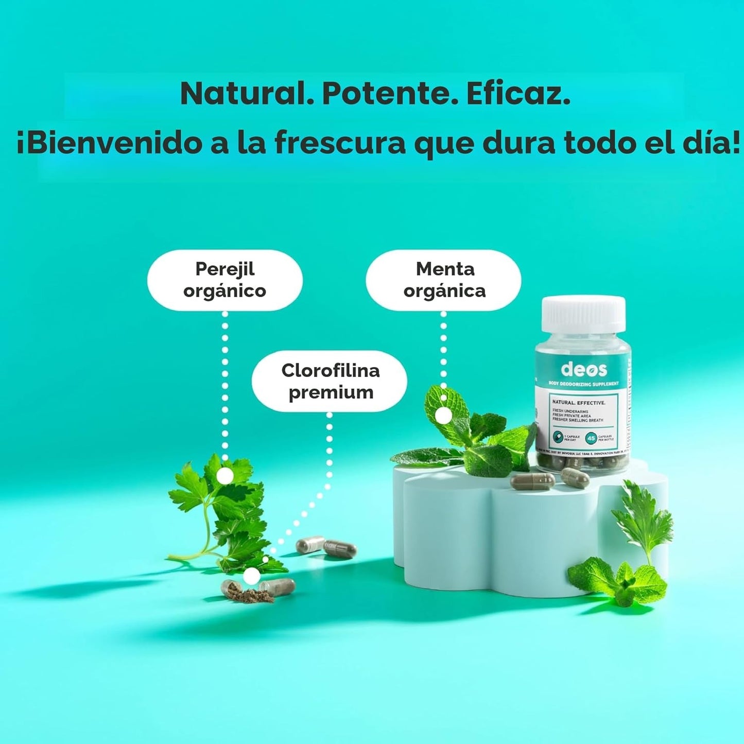 DEOS® cápsulas de clorofila: apoya la salud intestinal, mejora la digestión y ayuda a controlar olores de forma natural. 30 cápsulas